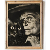 Witch and Cat, Halloween Poster, Wall Decor. Unframed